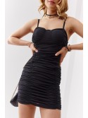 Mini dress with draping, black 52225 - Online store - Boutique